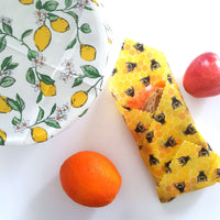 Beeswax Food Wraps Classic Set of 2 Large | Lemony Bees Design