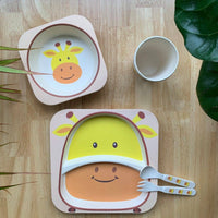 Elephant Bamboo Kids Dinner Set – 5 Piece Eco-Friendly Tableware