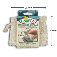 LoofCo Mini Washing-Up Pads 2-Pack – Natural Loofah Dish Sponges