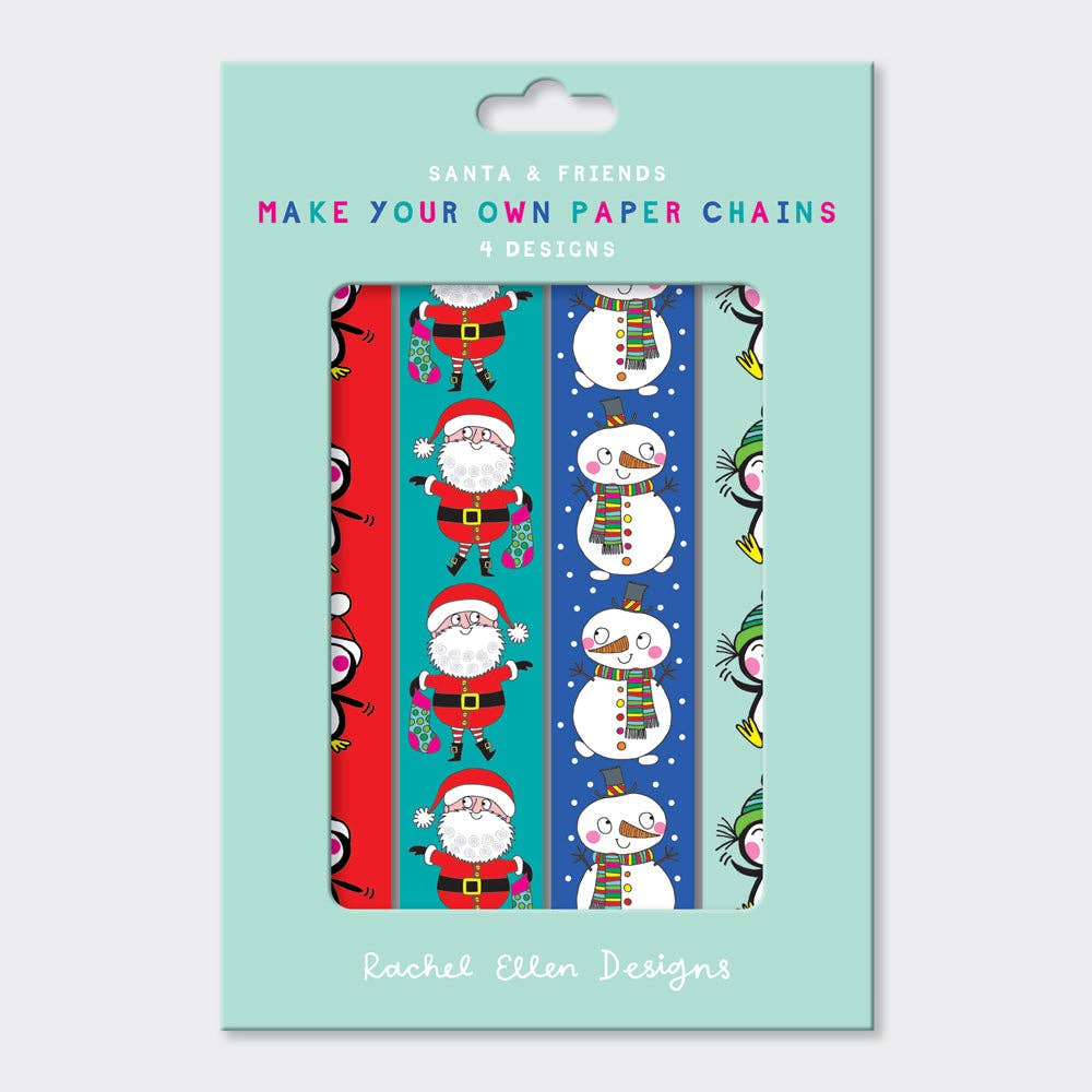 Christmas Paper Chain Kit – Santa, Penguins & Snowmen Designs (100 Links)