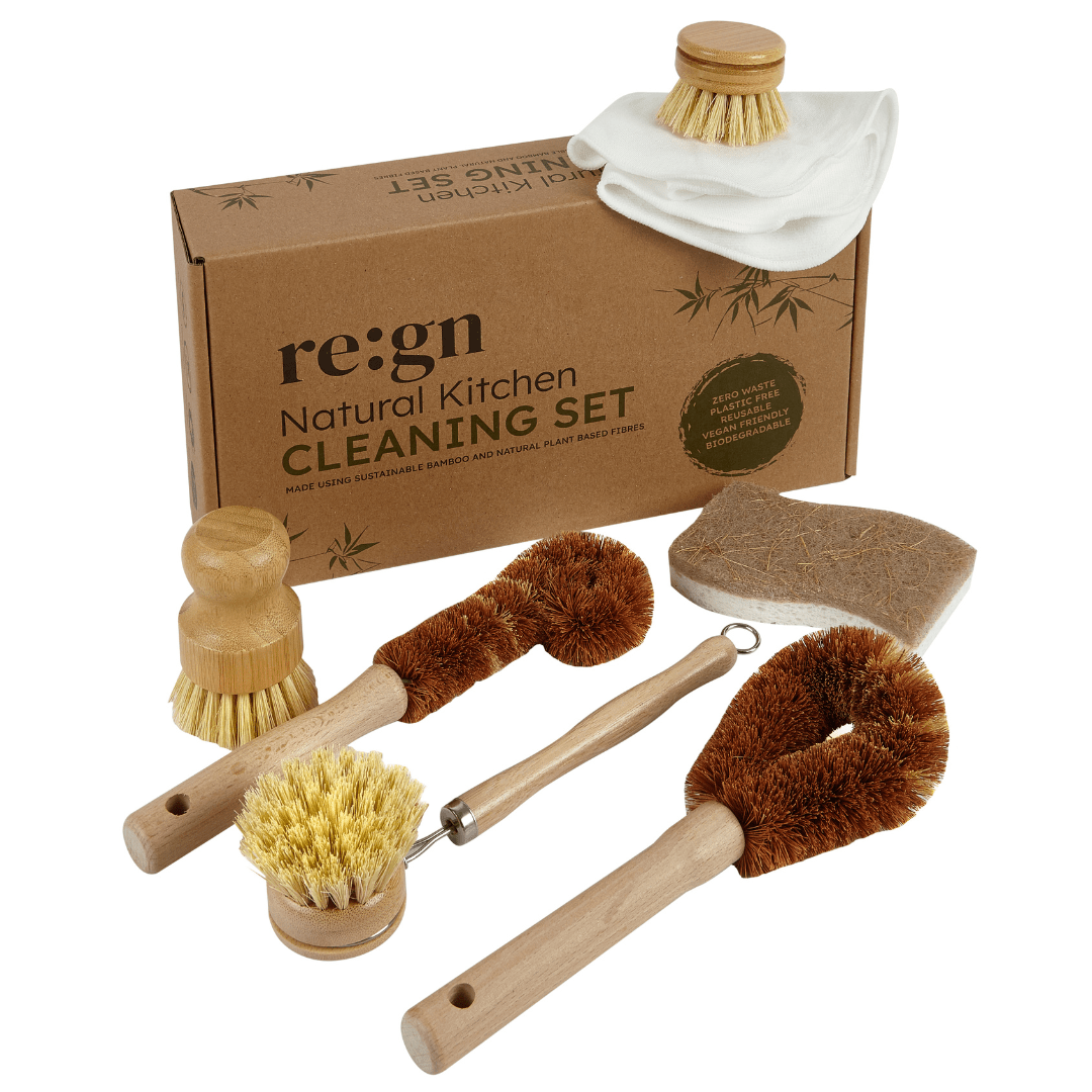 7 - Piece Plastic - Free Dish Scrubbing Brush Set | Eco - Friendly Vegan Cleaning Kit - REGN