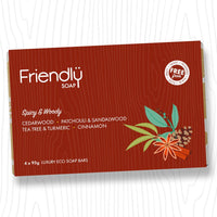 Vegan Soap Gift Set – Spicy & Woody Selection (4 x 95g Bars, Plastic-Free & Handmade)