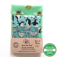 Beeswax Food Wraps Classic Set of 3 | Wings Design