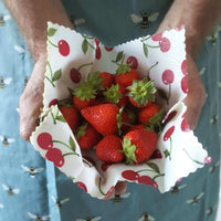 Beeswax Food Wraps Classic Set of 3 | Bees & Cherries Design
