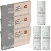 Simple Living Eco Laundry Bundle - 3 Packs of Laundry Sheets & Scent Boosters