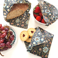 British Beeswax 100% Cotton Food Wraps Set of 3 | William Morris Evenlode Blue