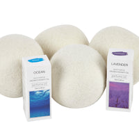 Organic Wool Dryer Balls (4 Pack) - Comes With 2 Scented Essential Oils