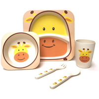 Giraffe Bamboo Kids Dinner Set – 5 Piece Eco-Friendly Tableware