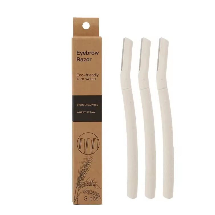 Biodegradable Eco Friendly Eyebrow Razors - Wheat Straw Razor Blades, 3 Pack - REGN