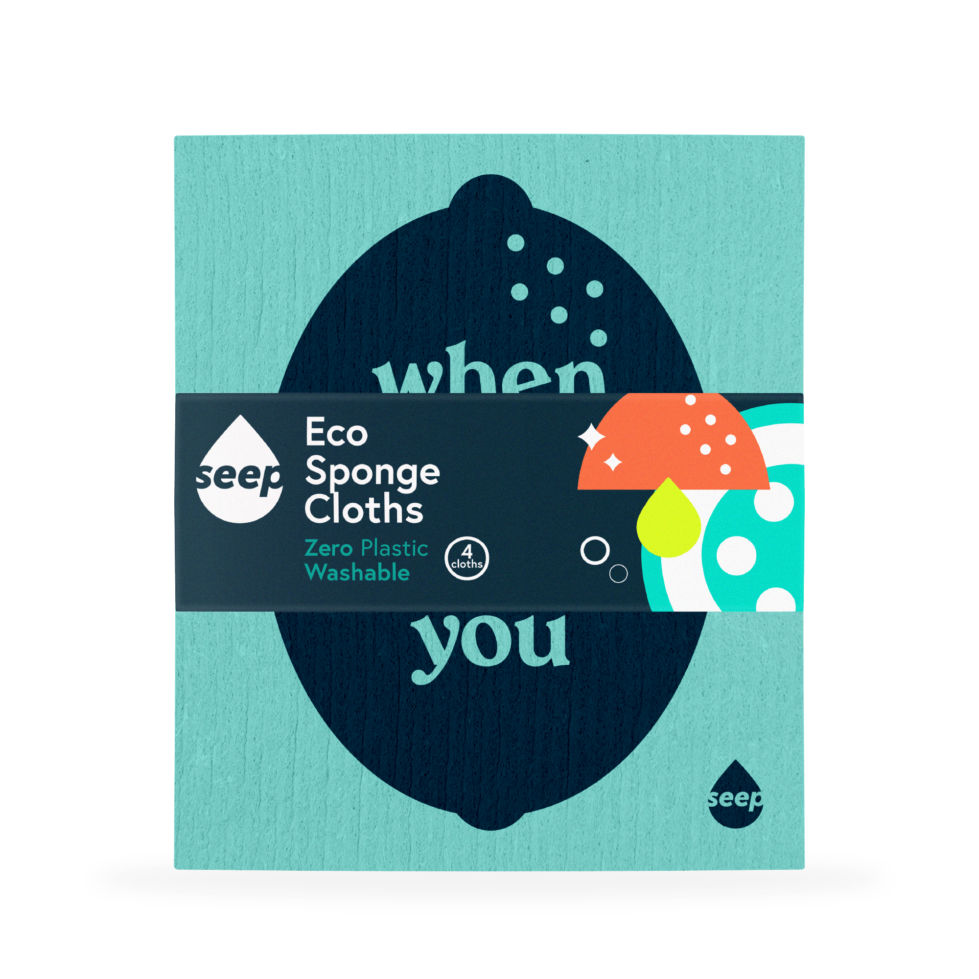 Compostable Sponge Cloths 4 - Pack | Colourful Eco Cleaning Cloths - REGN