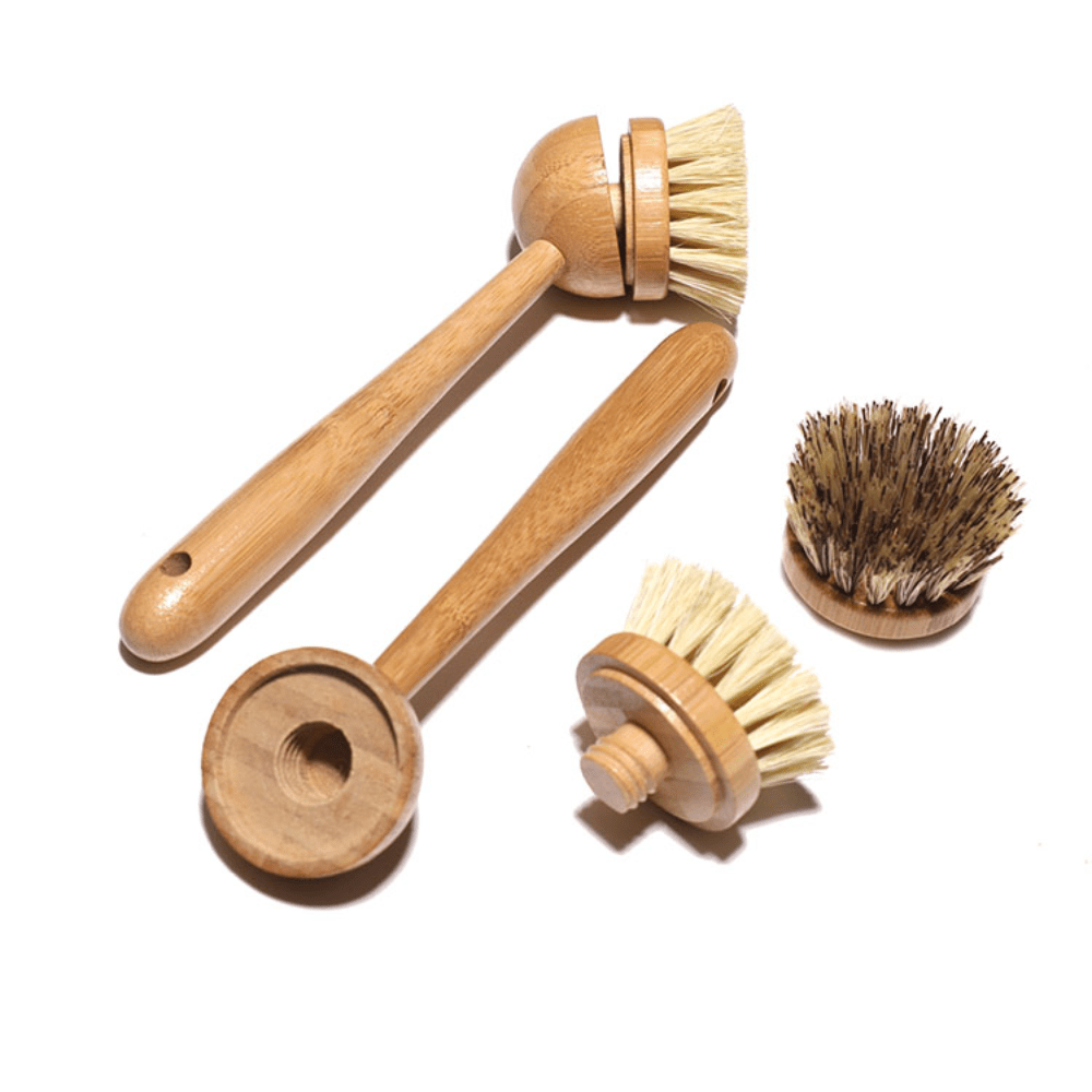 Eco - Friendly Modular Bamboo Dish Brush with Replaceable Heads – Sisal & Coconut Bristles - REGN