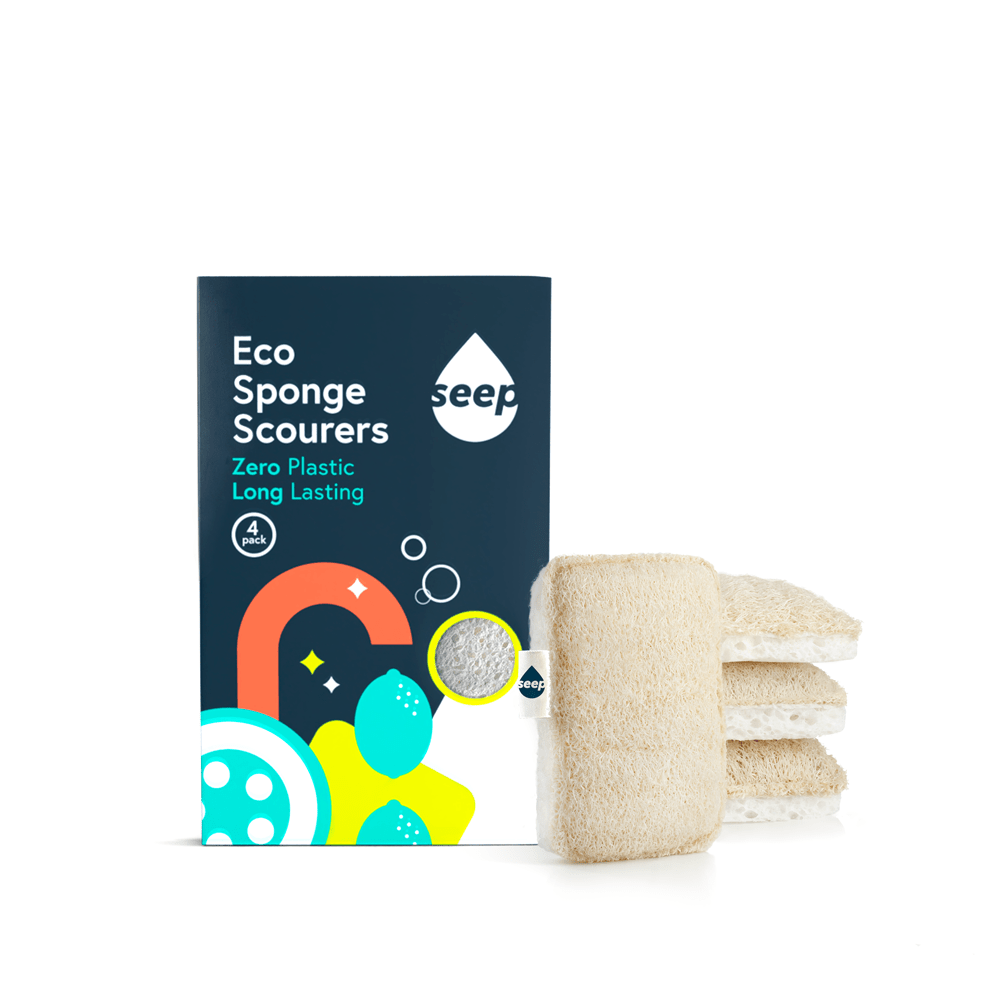 Eco Sponge Scourers 4 - Pack | Plastic - Free Cellulose & Loofah Sponges - REGN