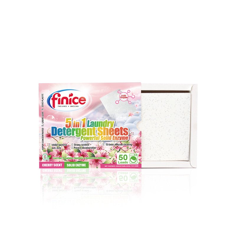 Finice 5 in 1 Laundry Detergent Sheets – Powerful Stain Removal, Solid Enzyme, 50 Loads - REGN