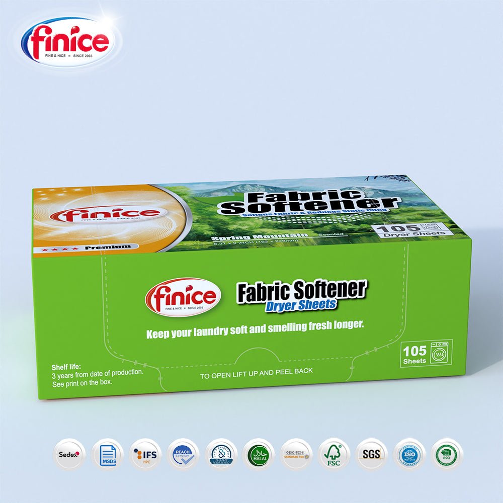 Finice Fabric Softener Dryer Sheets – Plant - Based, Anti - Static & Sensitive Skin Safe, 105 Sheets - REGN