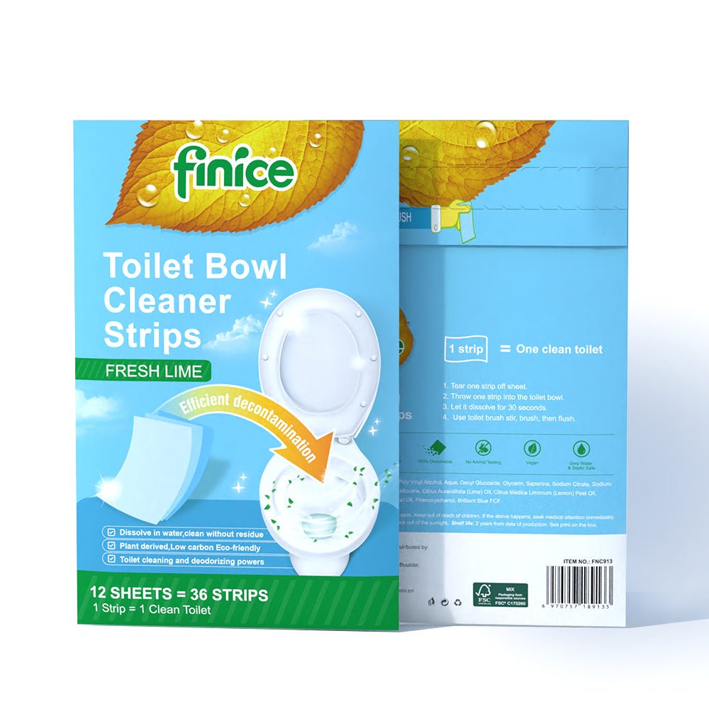 Finice Toilet Bowl Cleaner Strips – Plant - Based, Eco - Friendly, Fresh Lime, 36 Cleans - REGN