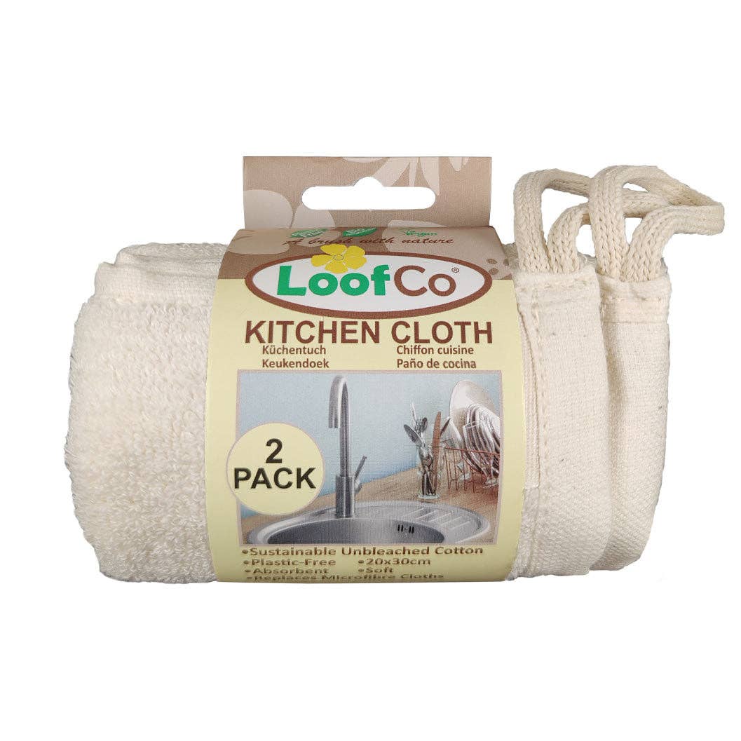 LoofCo Kitchen Cloths 2 - Pack – Sustainable Egyptian Cotton Cleaning Cloths - REGN