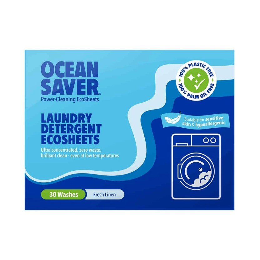 Ocean Saver Laundry Detergent Sheets - Plastic Free Eco No Mess Laundry Sheets, 30 Washes - REGN