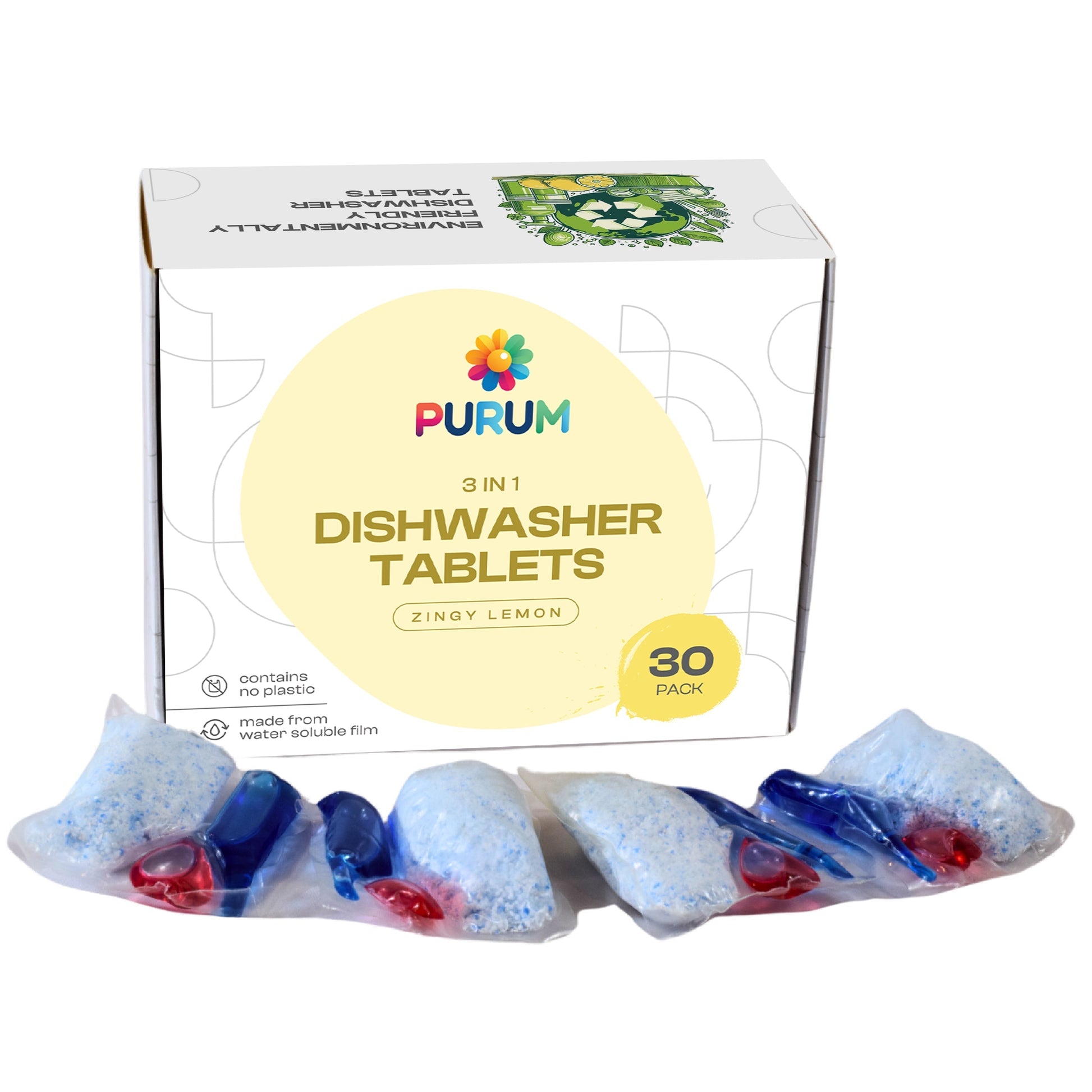 Purum Dishwasher Tablet – 1 - Year Supply (360 Tablets) | Plastic - Free & Eco - Friendly | Save 20% - REGN