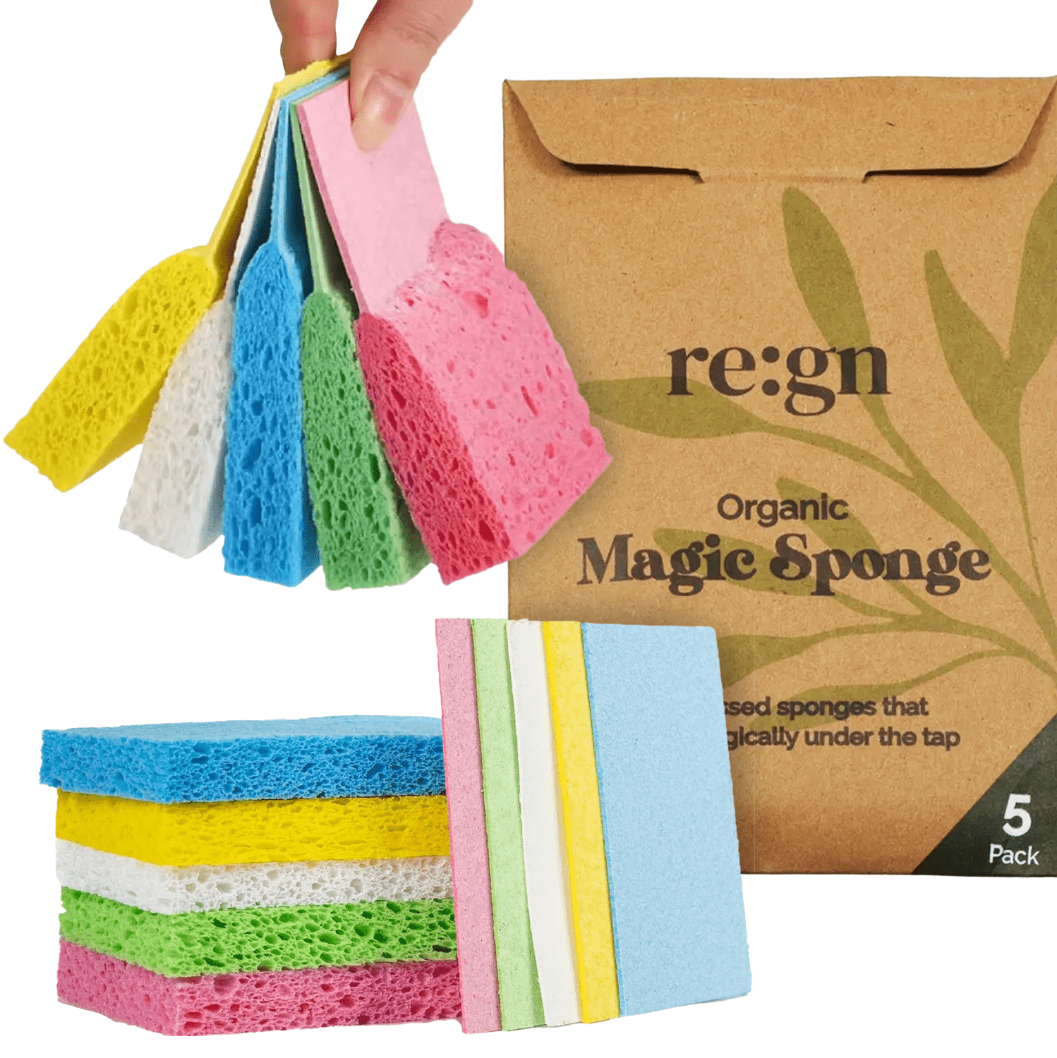Re:gn Magic Compressed Plant - Based Sponges (5 - Pack) - Buy One Get One Half Price! - REGN