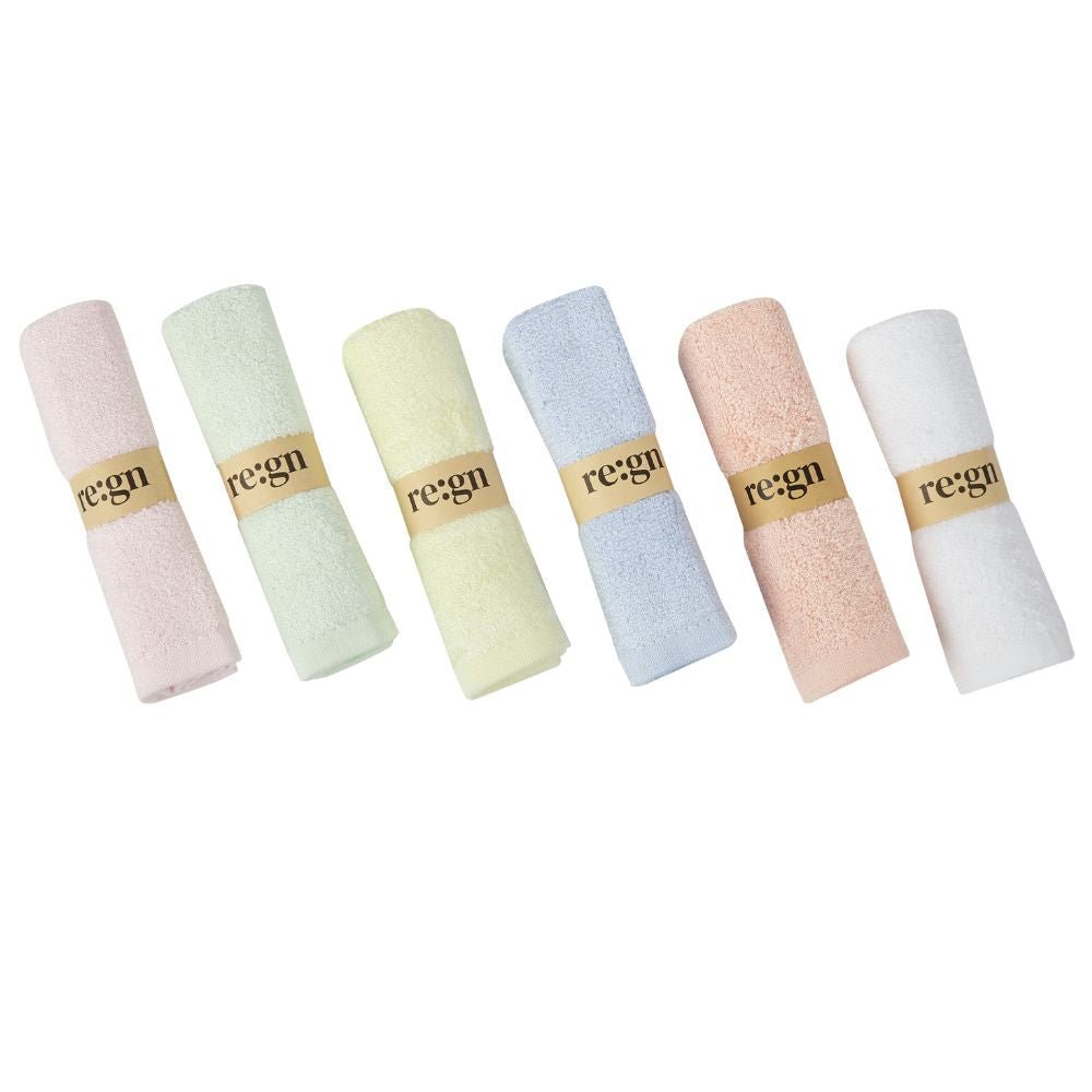 Re:gn Organic Bamboo Face Cloths – Ultra - Soft Eco Washcloths, Pastel 6 Pack - REGN