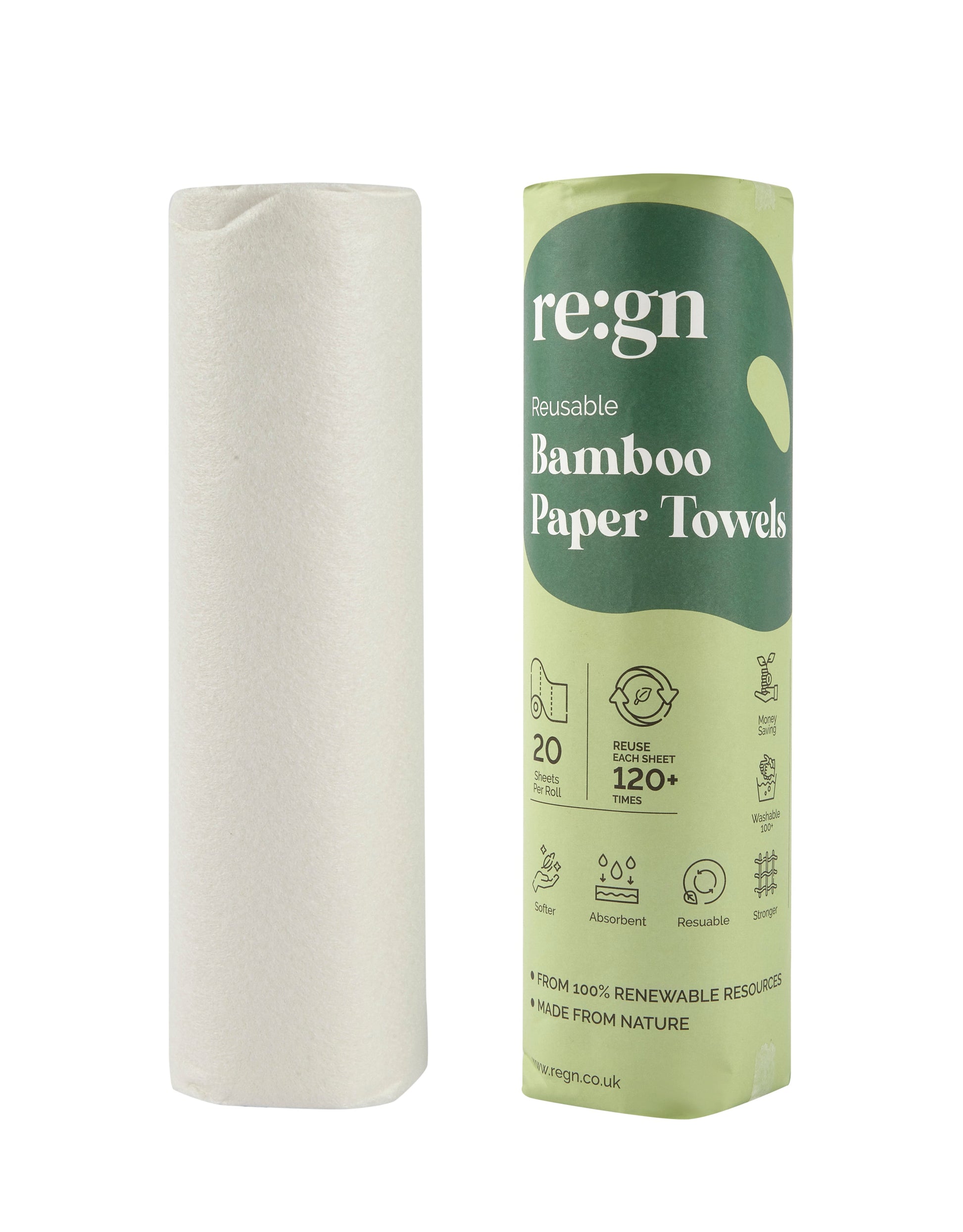 Reusable Bamboo Plastic Free Reusable Kitchen Roll - 20 Sheets - Buy One Get One Half Price! - REGN