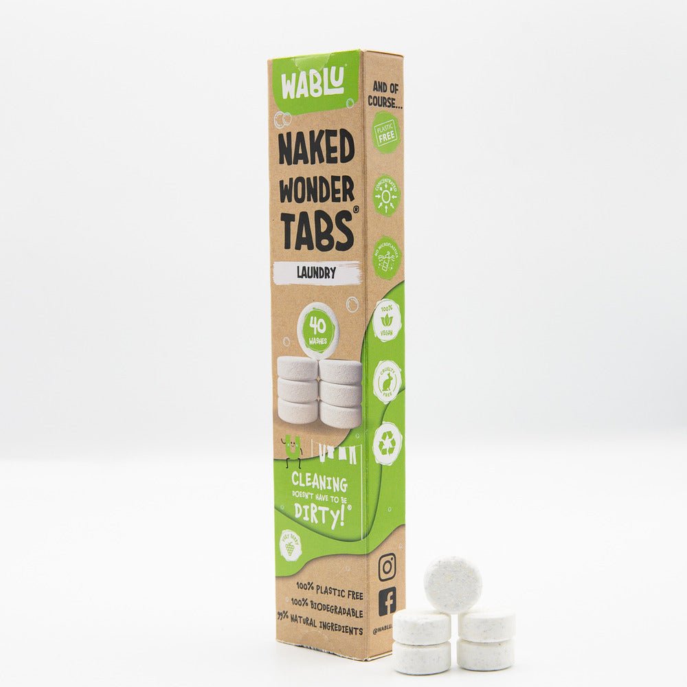 WABLU Naked Wonder Tabs® – Plastic - Free, Biodegradable Laundry Detergent Tabs - 40 pack - REGN