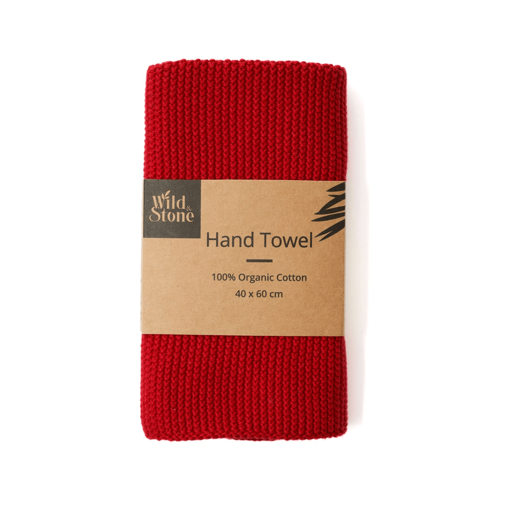 Wild Stone 100% Organic Cotton Hand Towel - Eco Hand Knitted Cloths, Berry - REGN