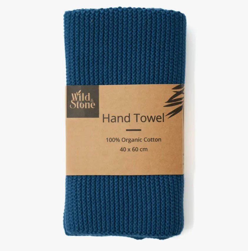 Wild Stone 100% Organic Cotton Hand Towel - Eco Hand Knitted Cloths, Ocean - REGN
