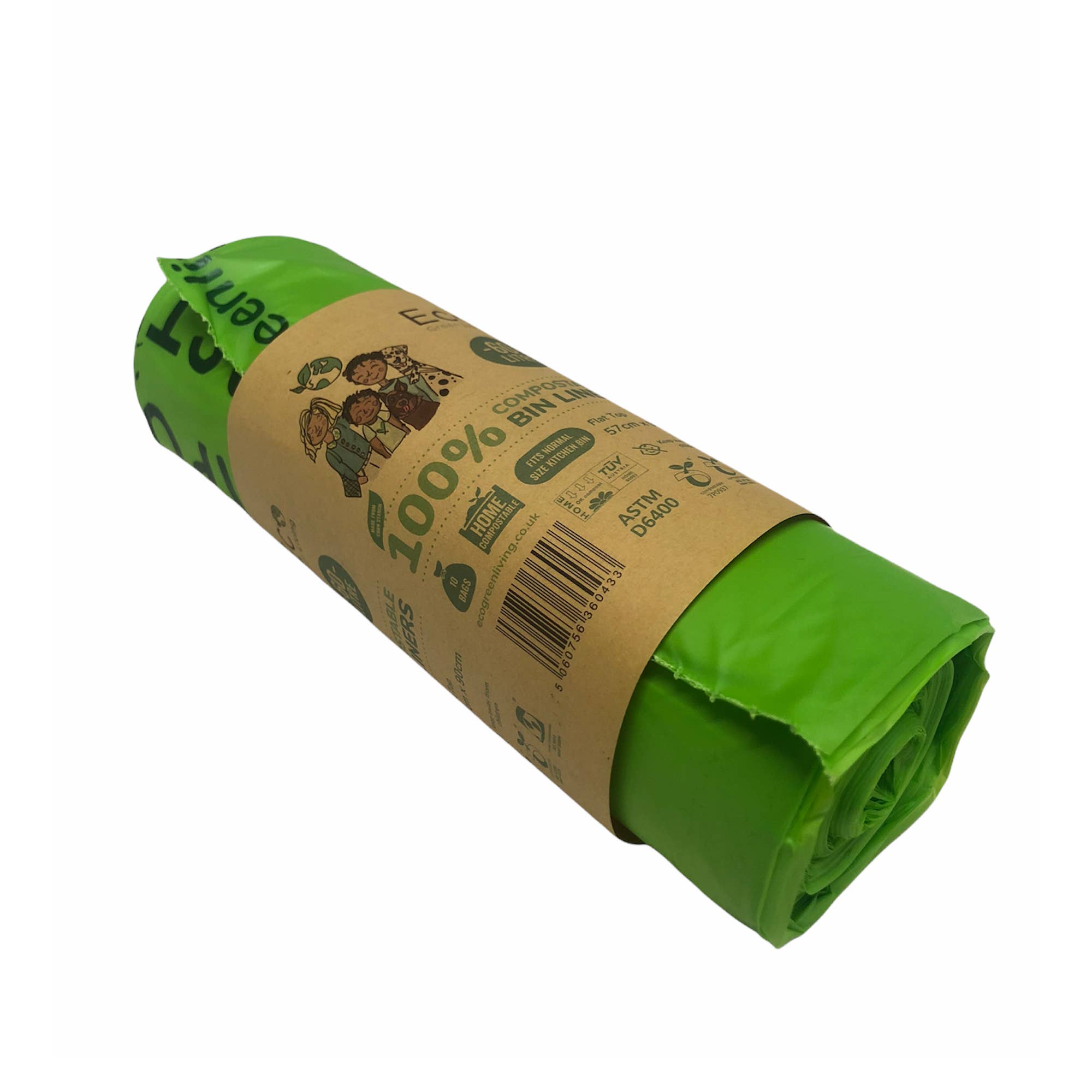 60L Biodegradable Eco Friendly Bin Liners, Eco Waste Disposal - 10 Pack - REGN