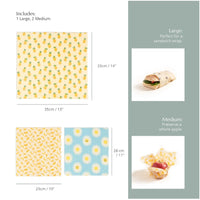 Beeswax food wraps with fruit pattern what is included in the pack