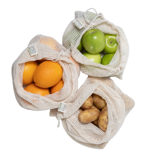 Organic Mesh Produce Bags - Set of 3