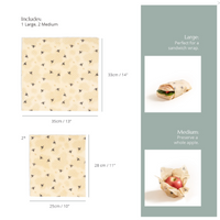 Beeswax food wraps and what is included in the package
