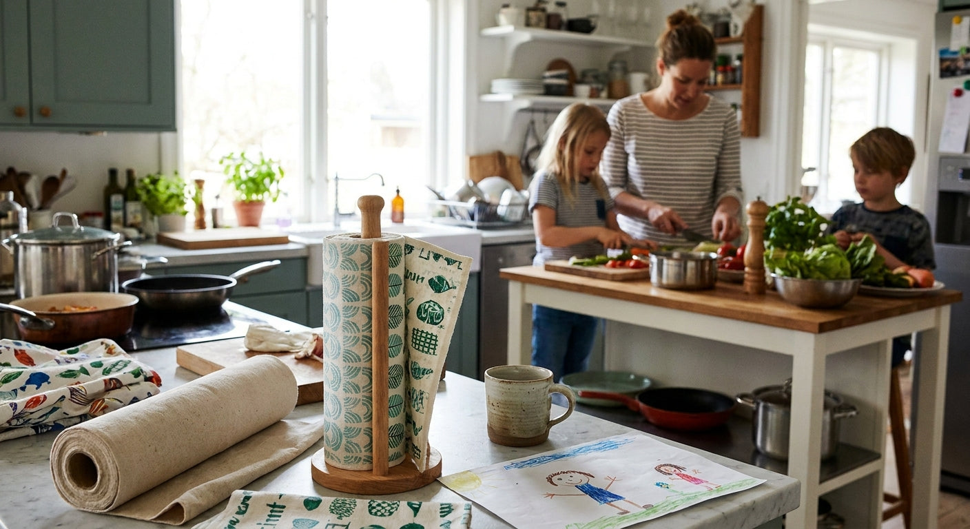 Reusable kitchen roll for busy family kitchens