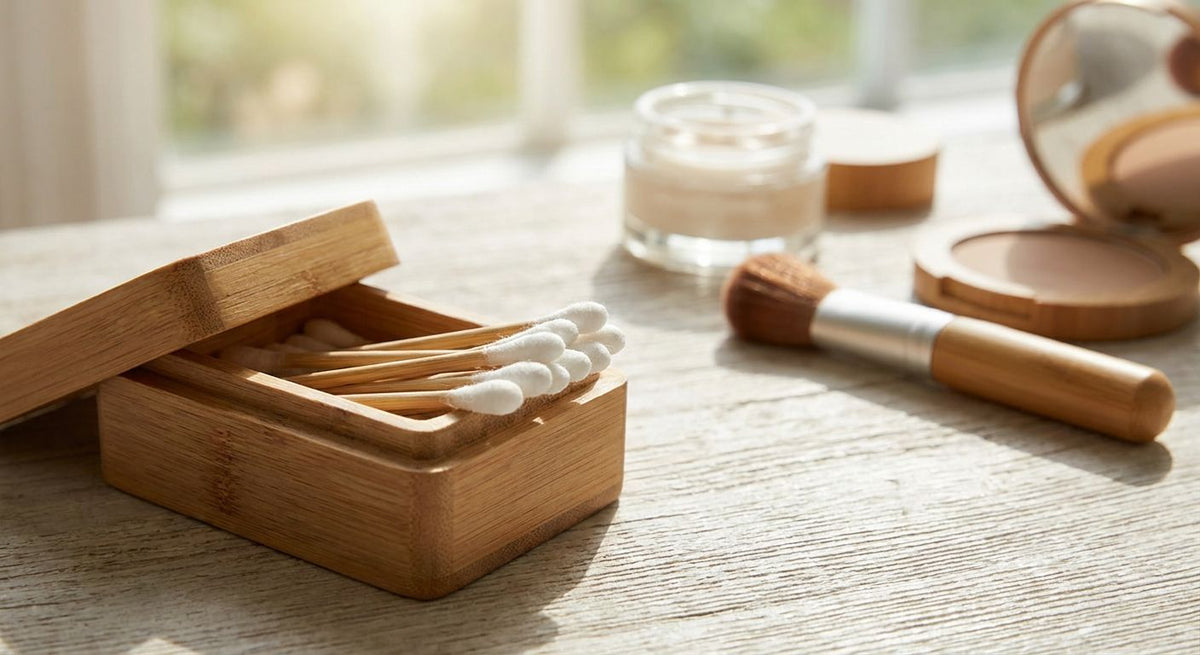 Bamboo cotton buds for makeup application and touch-ups