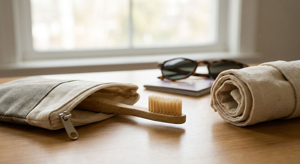 Bamboo toothbrush for travel and holiday packing