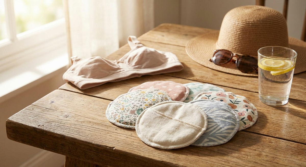Reusable breast pads for hot weather and summer breastfeeding
