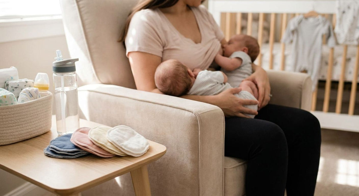 Breast pads for tandem feeding twins