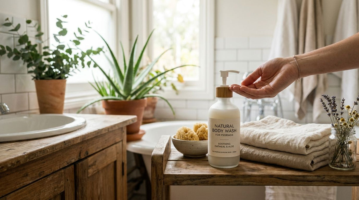 Natural body wash for psoriasis-prone skin