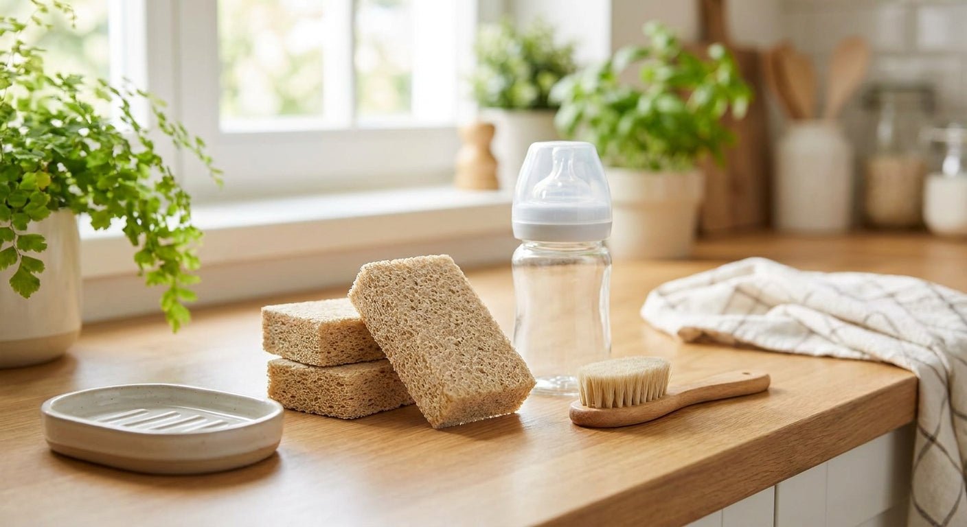 Compostable sponges for baby bottles