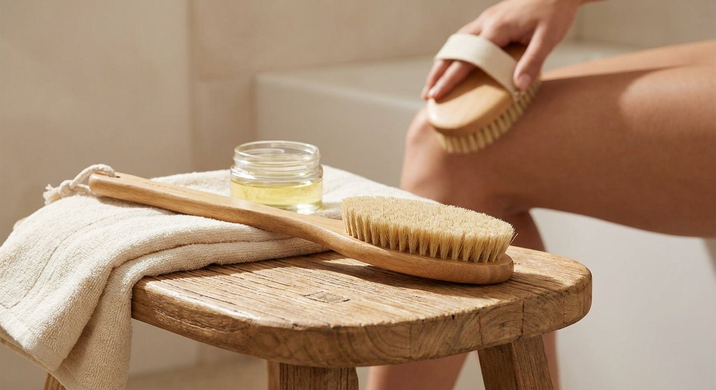 Dry body brush for cellulite and circulation