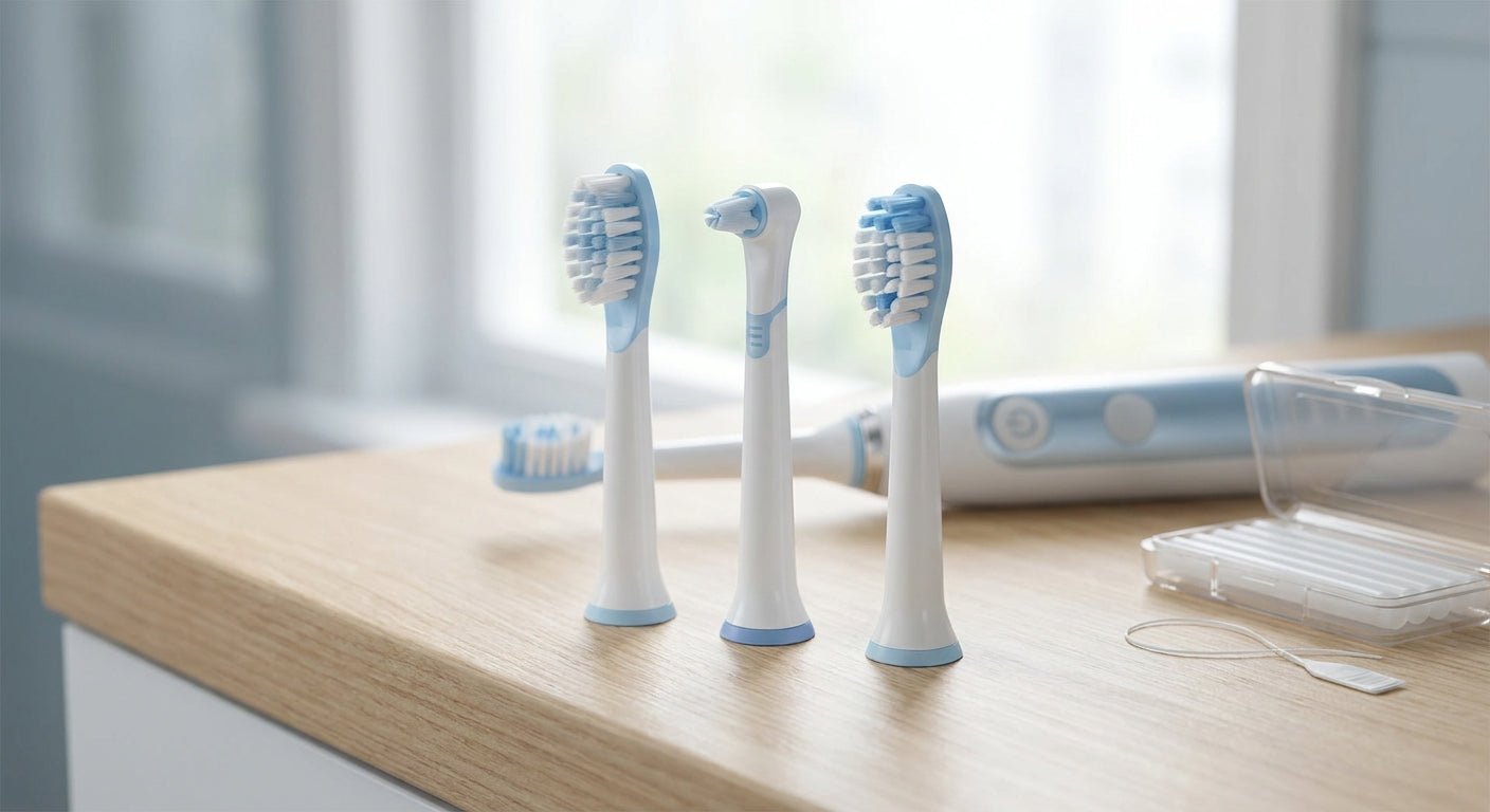 Electric toothbrush heads for braces and orthodontics