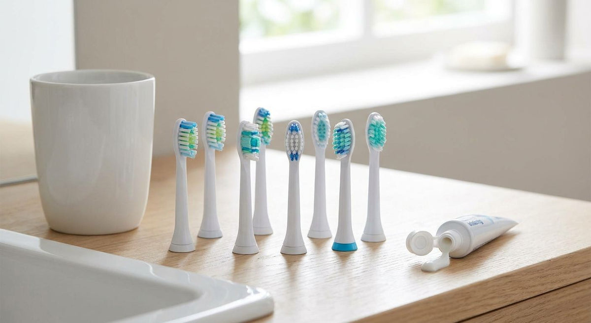 Electric toothbrush heads for whitening and stain removal