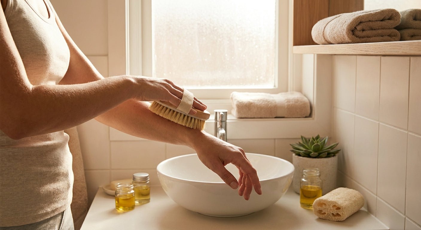 How to dry brush skin before showering