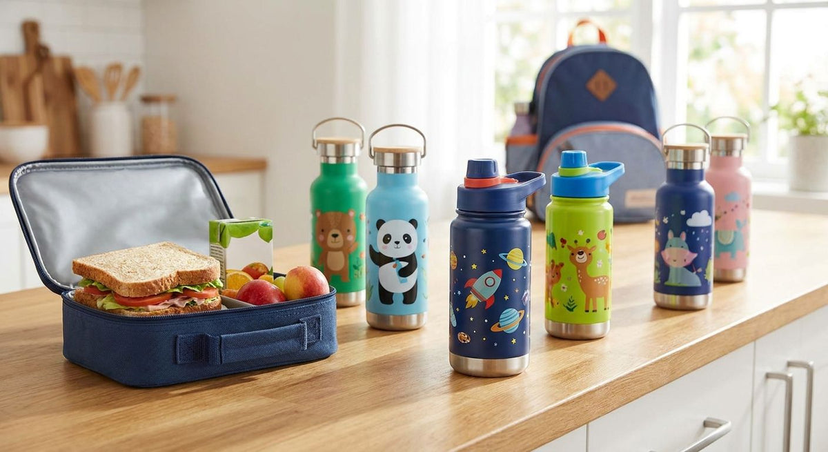 Reusable water bottles for kids and school lunchboxes