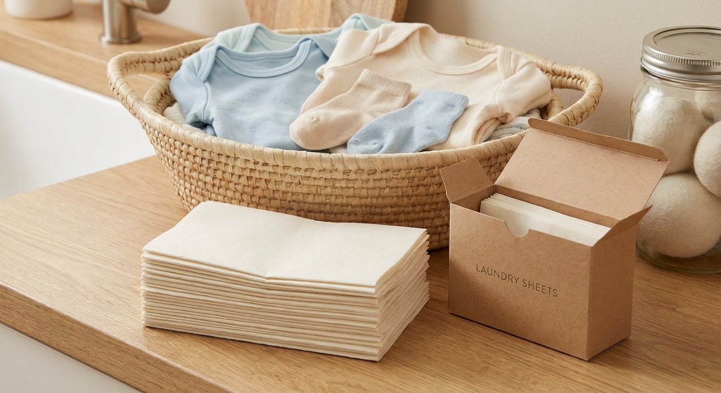 Laundry detergent sheets for baby clothes