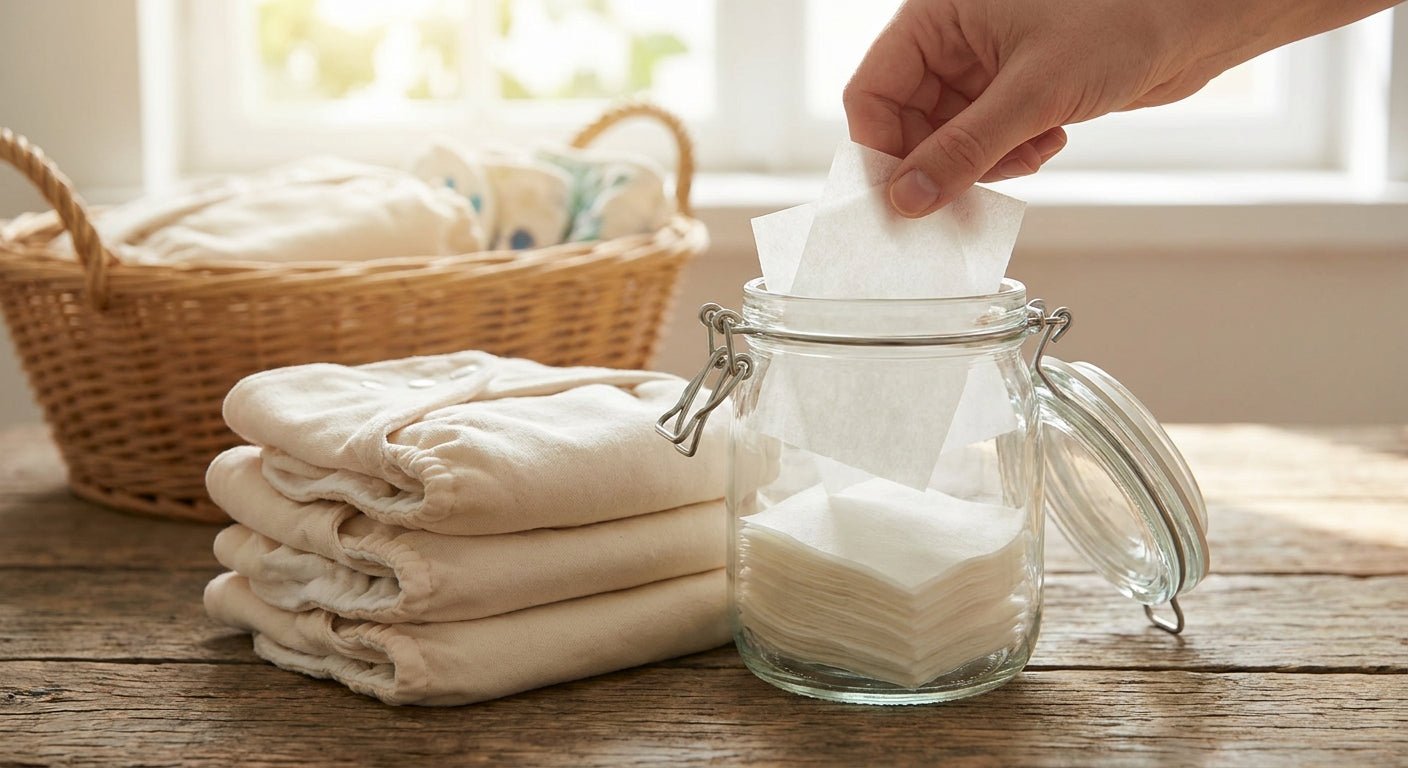 Laundry detergent sheets for cloth nappies