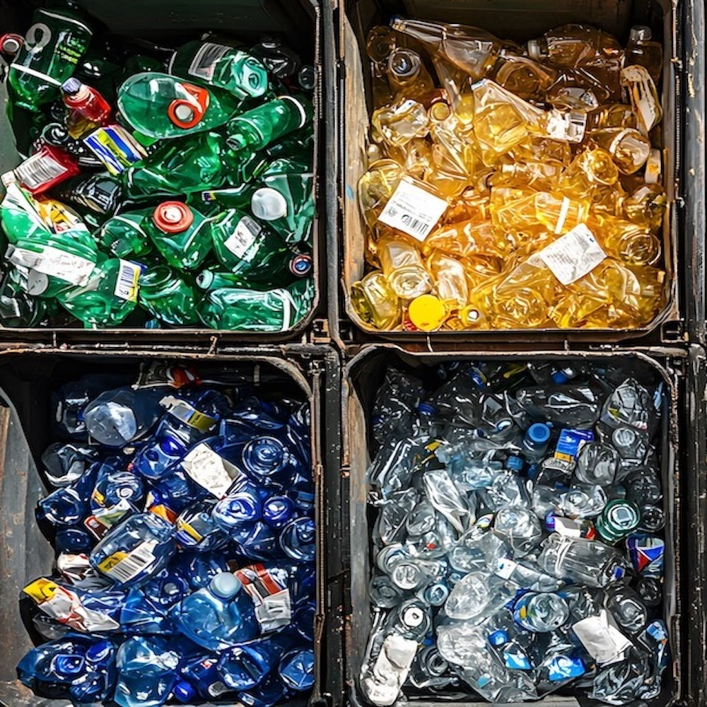 New UK Recycling Rules - recyling sorted into different containers by colour