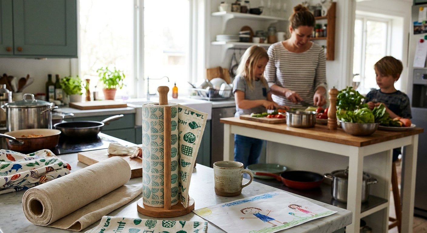 Reusable kitchen roll for busy family kitchens