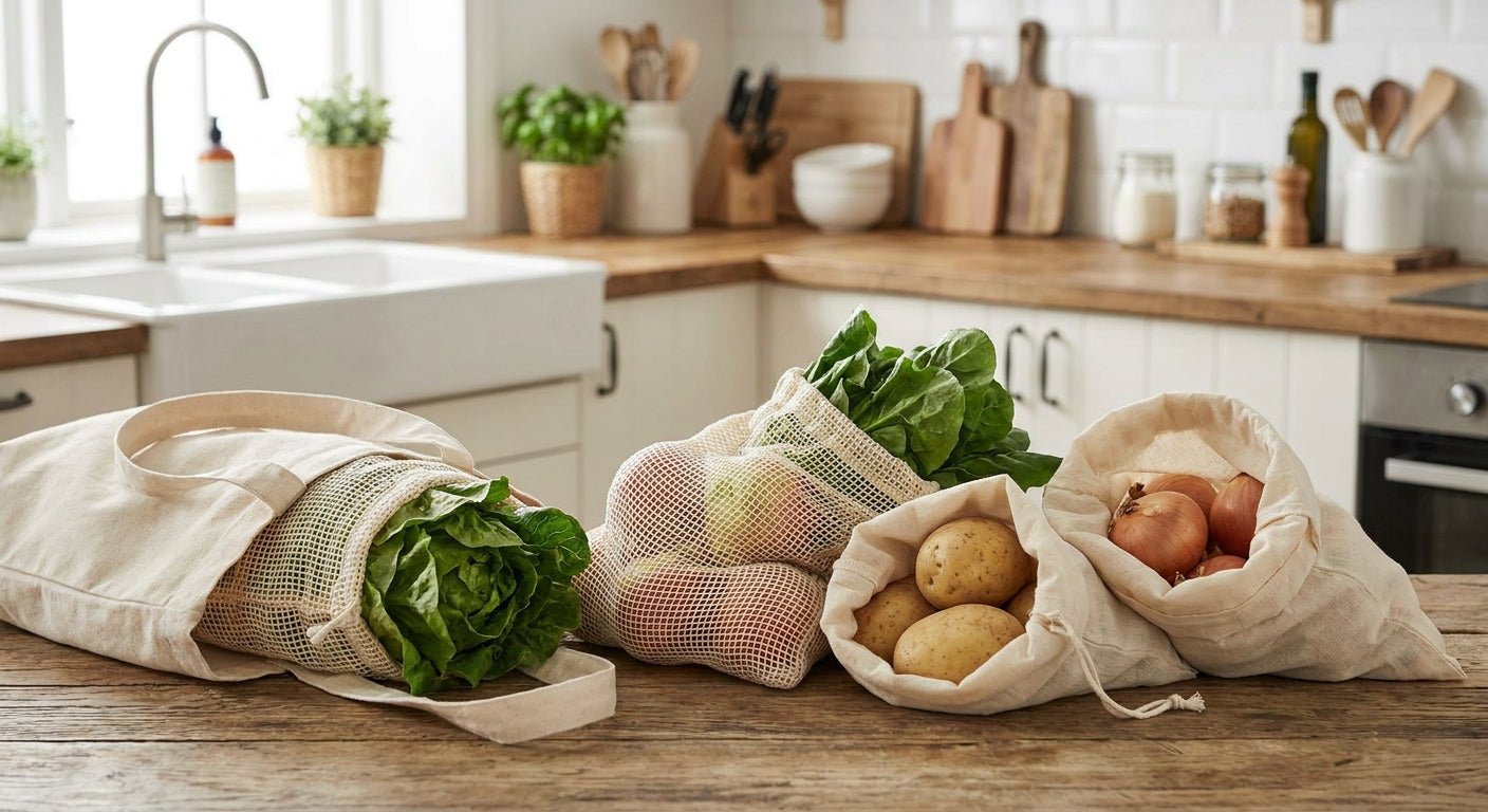 Reusable produce bags for grocery shopping