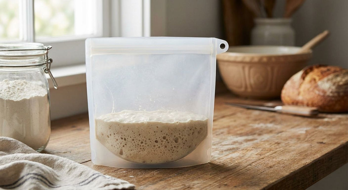 Silicone food bags for sourdough starter storage